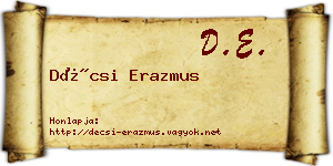Décsi Erazmus névjegykártya
